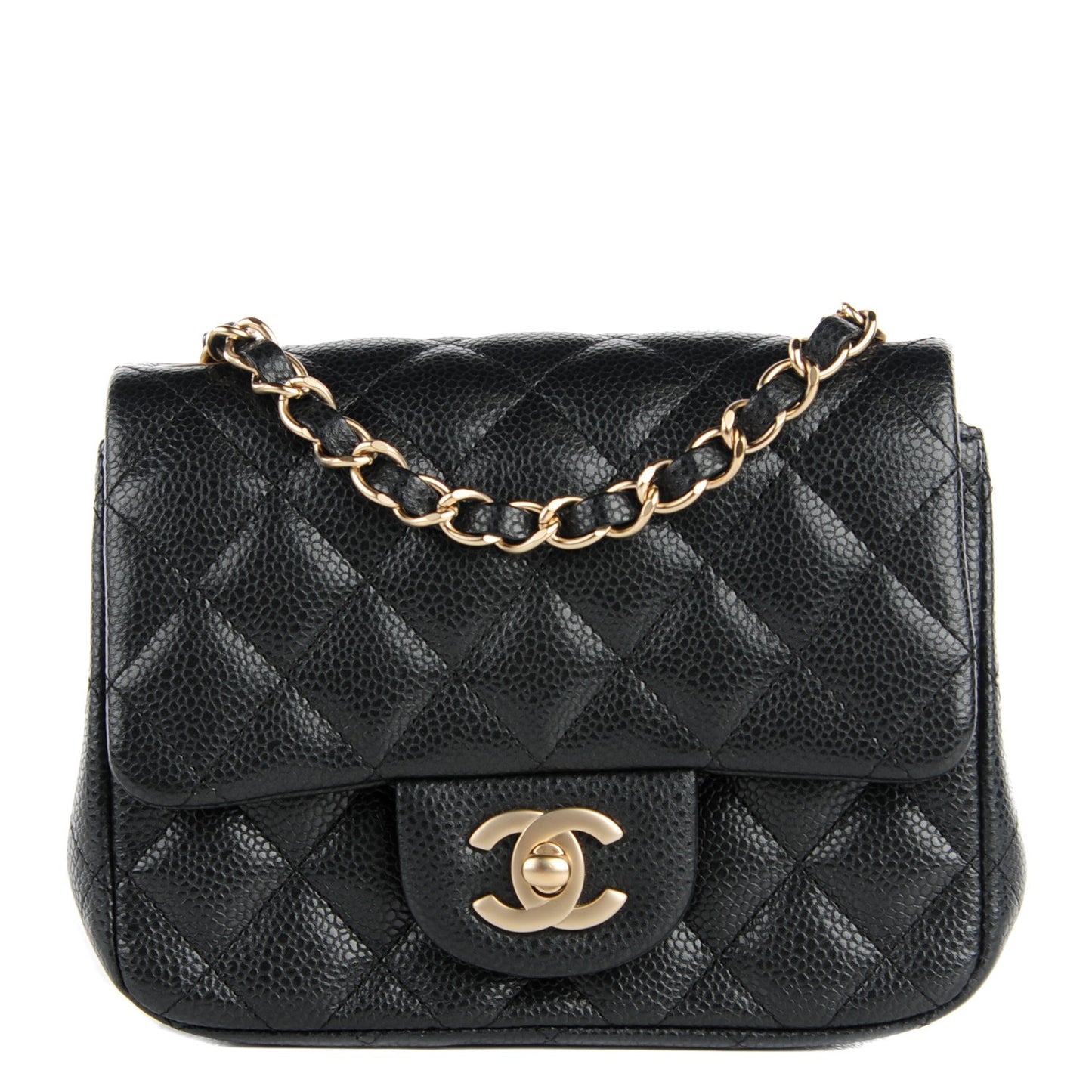 Caviar Quilted Mini Square Flap Black