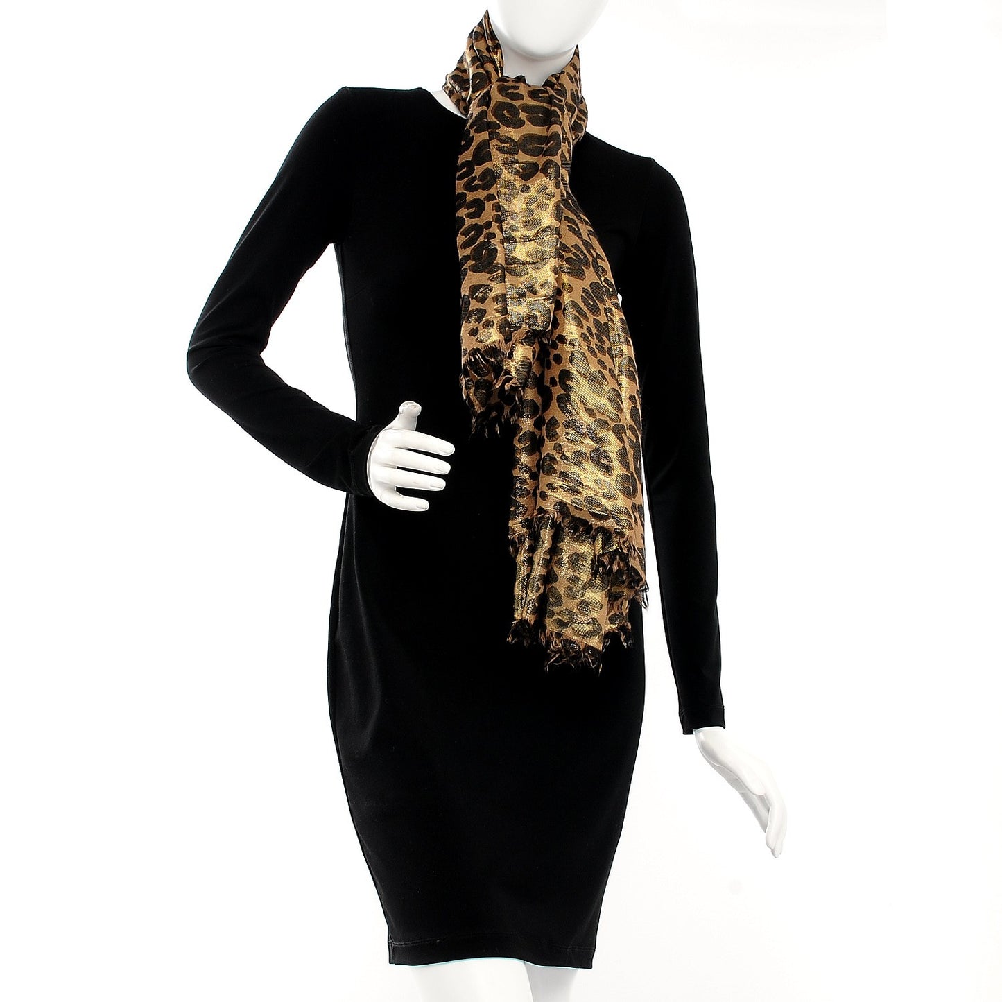 Cashmere Silk Leopard Stole Brown