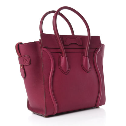 Celine Drummed Calfskin Micro Luggage Plum 3 of 14