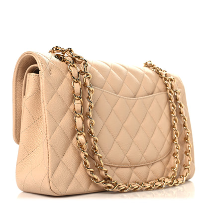 Chanel Caviar Quilted Medium Double Flap Beige 3 of 10