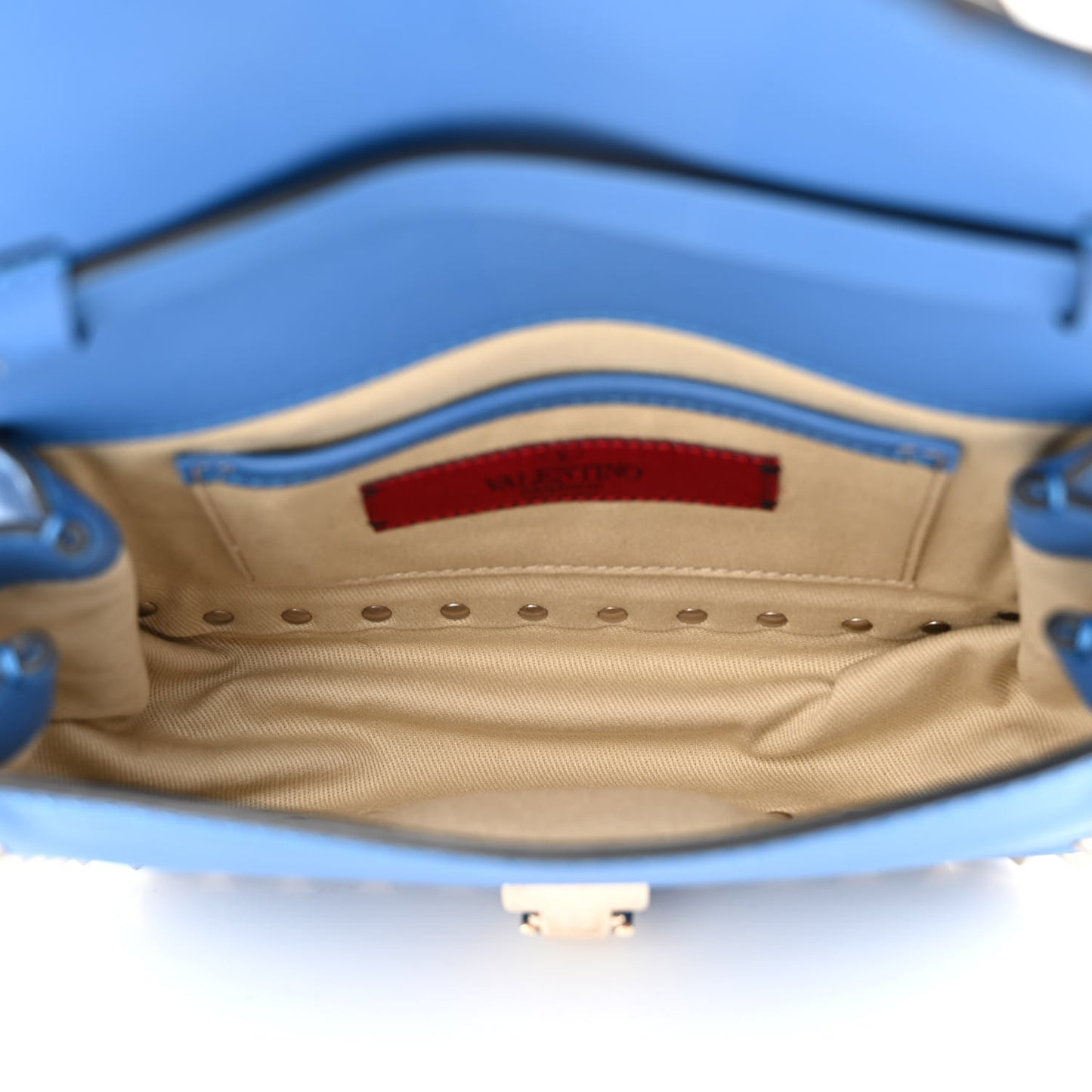 Vitello Mini Rockstud Flap Saddle Crossbody Bag Light Sapphire