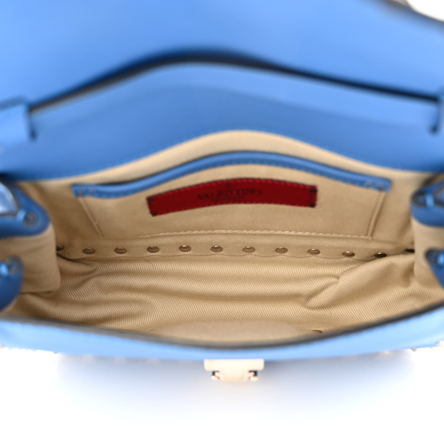Valentino Garavani Vitello Mini Rockstud Flap Saddle Crossbody Bag Light Sapphire 5 of 11