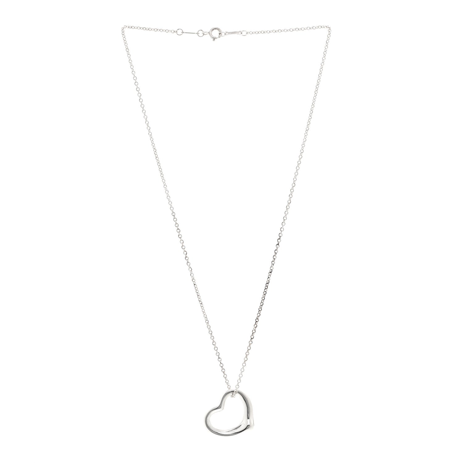 Tiffany Sterling Silver 22mm Elsa Peretti Open Heart Pendant Necklace 3 of 5