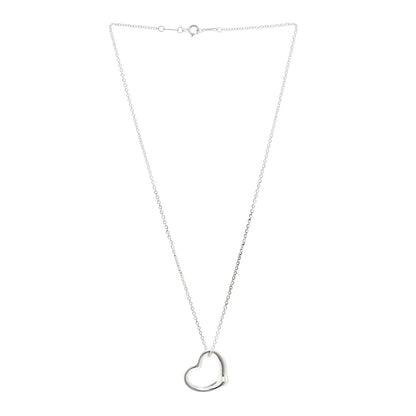 Tiffany Sterling Silver 22mm Elsa Peretti Open Heart Pendant Necklace 3 of 5