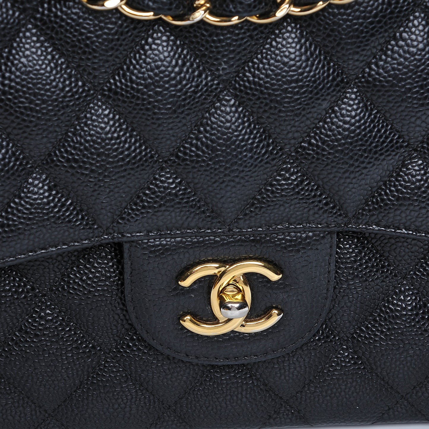 Caviar Quilted Jumbo Double Flap Black