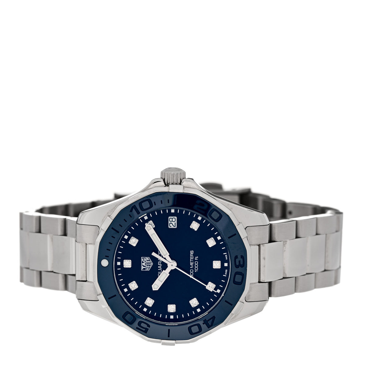 Tag Heuer Stainless Steel Ceramic Diamond Blue Mother of Pearl 35mm Aquaracer Quartz Watch WAY131L 2 of 5