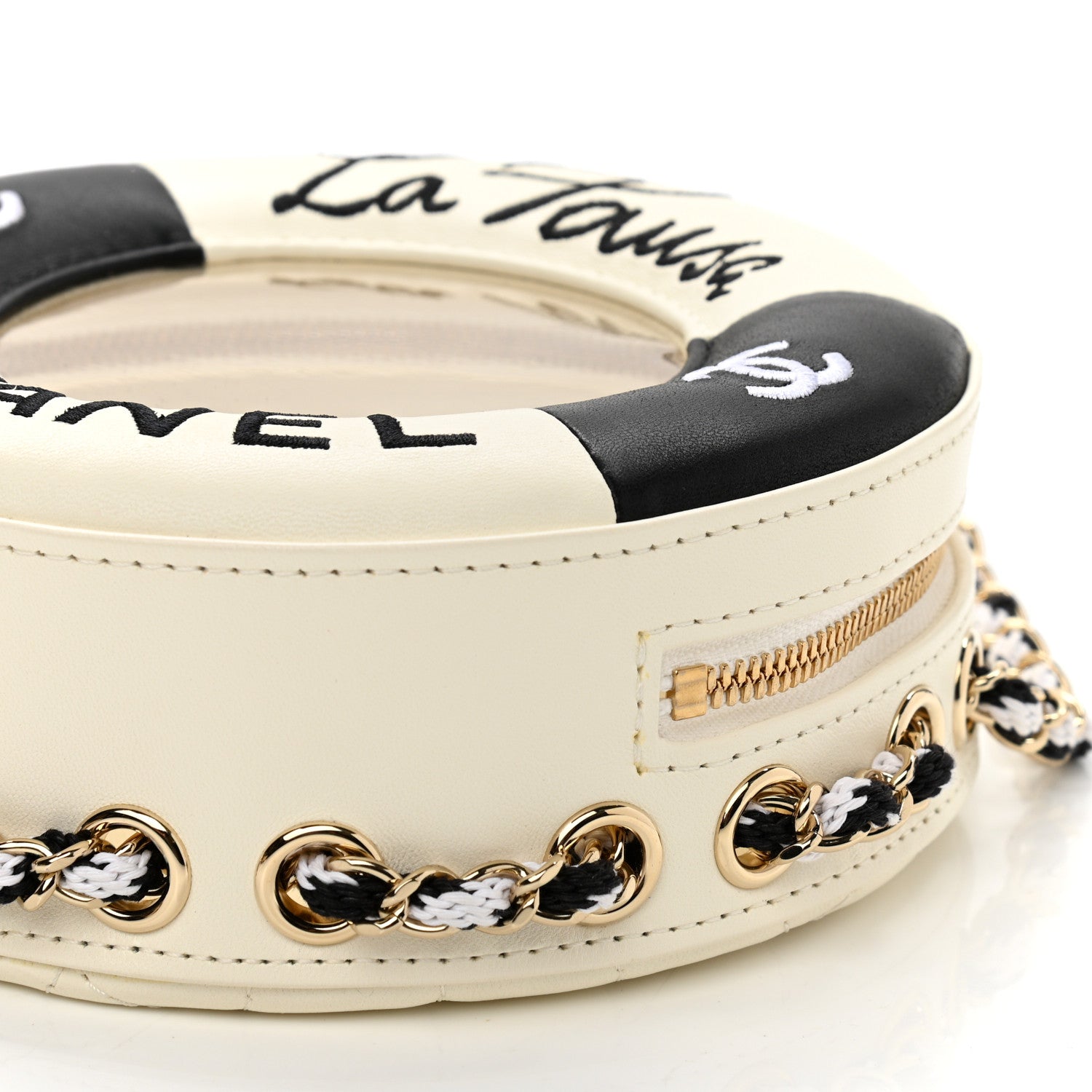 Chanel Lambskin Coco Lifesaver Round Bag Black White 9 of 11