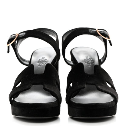 Hermes Velvet Jazz 90 Sandals 39 Black 2 of 9