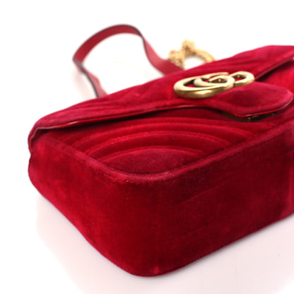 Gucci Velvet Matelasse Mini GG Marmont Shoulder Bag Hibiscus Red 8 of 9
