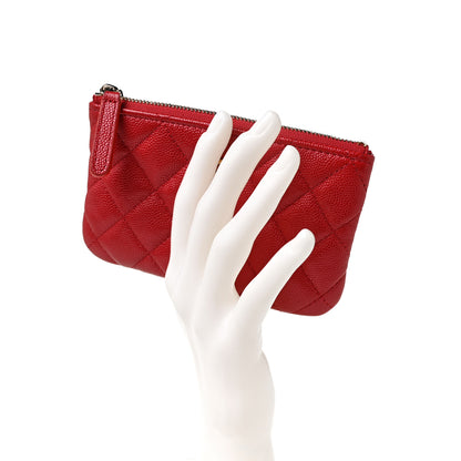 Chanel Caviar Quilted Small Cosmetic Case Red 2 of 10