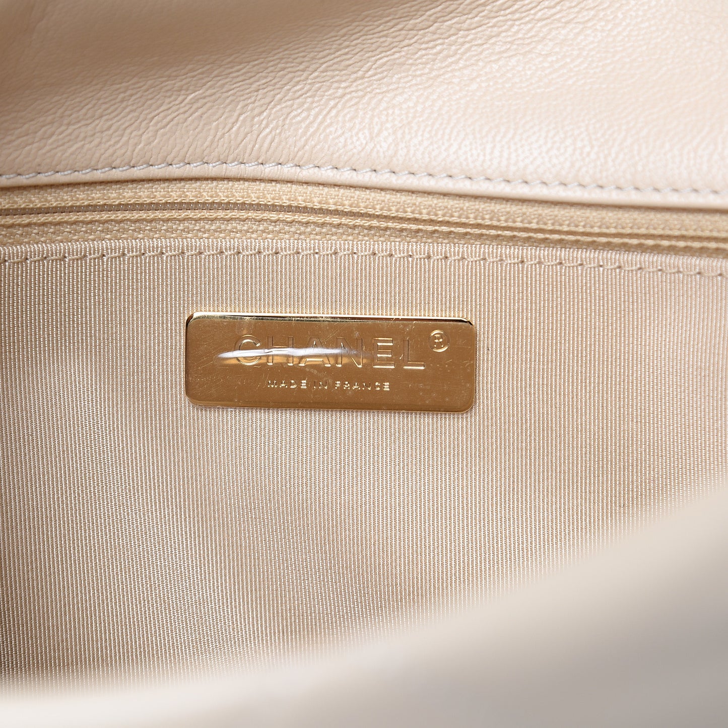 Lambskin Quilted Large 19 Flap Beige