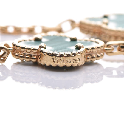 Van Cleef & Arpels 18K Yellow Gold Malachite 5 Motifs Vintage Alhambra Bracelet 7 of 8