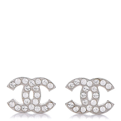 Chanel Crystal Timeless CC Earrings Silver 1 of 4
