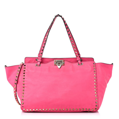 Valentino Garavani Vitello Medium Rockstud Tote Fuxia Fluo 1 of 14