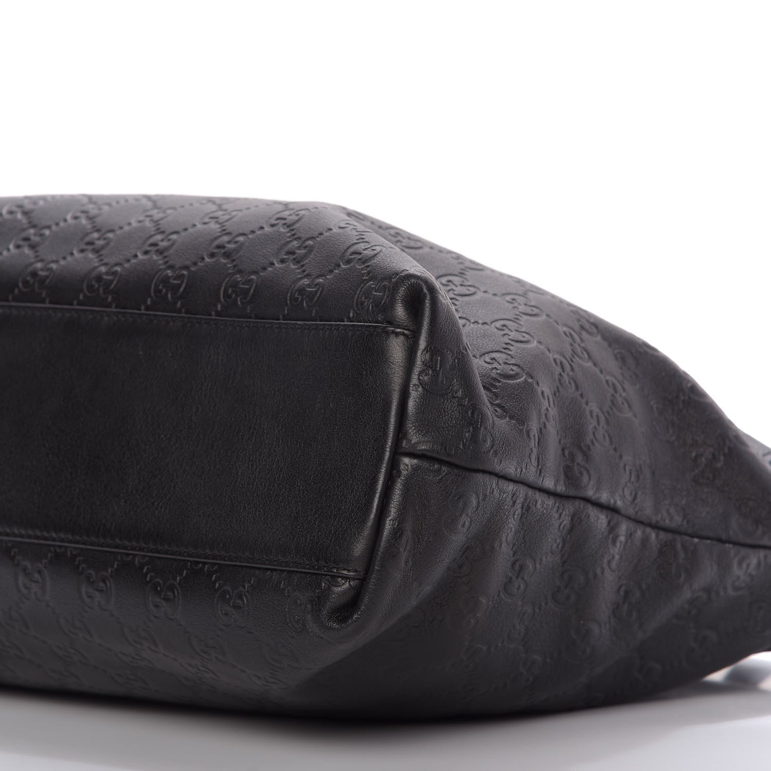 Gucci Guccissima Medium Zippered Shopping Tote Black 7 of 9