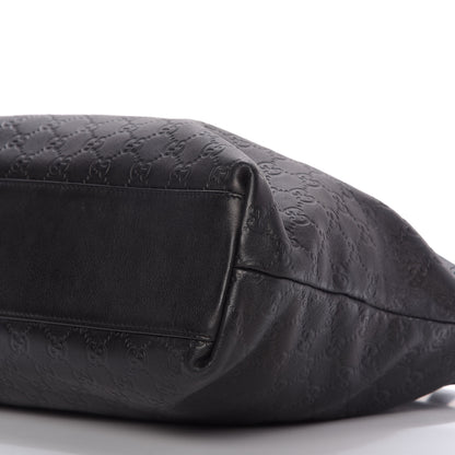 Gucci Guccissima Medium Zippered Shopping Tote Black 7 of 9