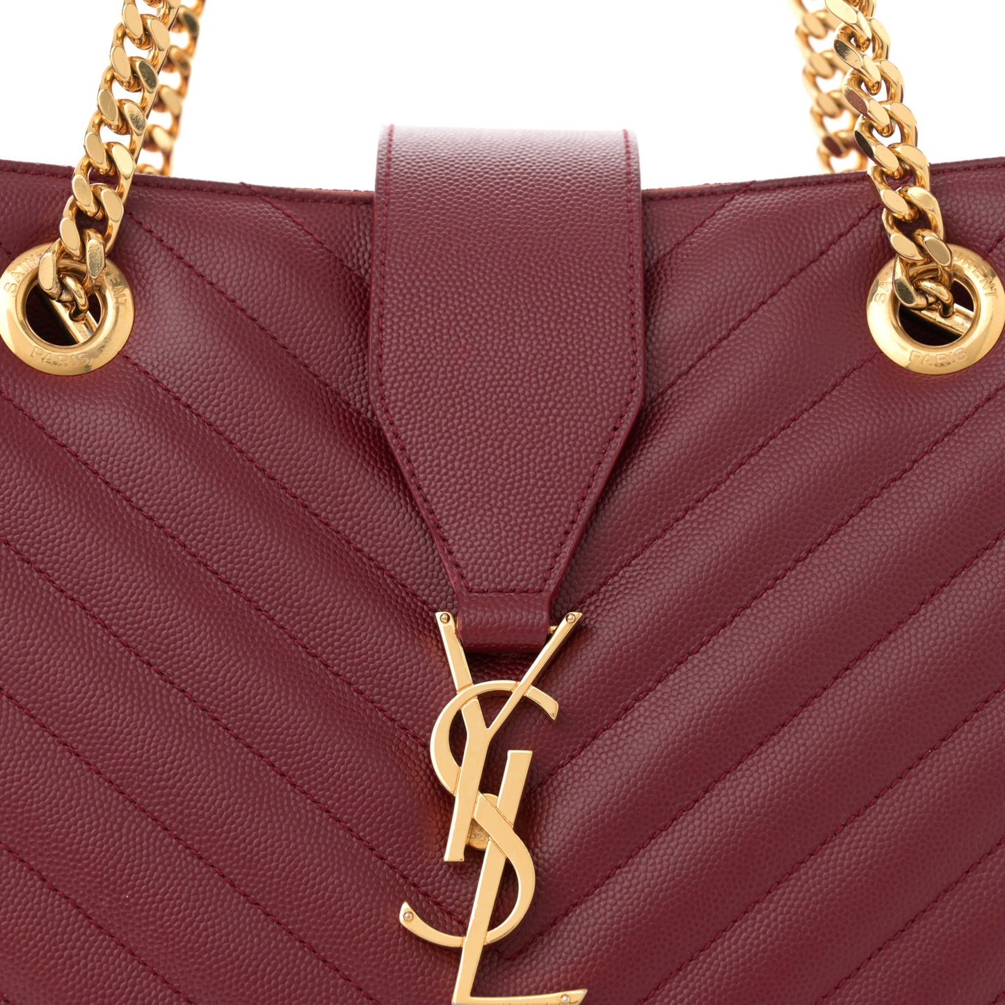Grain De Poudre Matelasse Chevron Monogram Shopping Bag Oxblood