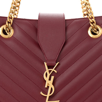 Saint Laurent Grain De Poudre Matelasse Chevron Monogram Shopping Bag Oxblood 8 of 13