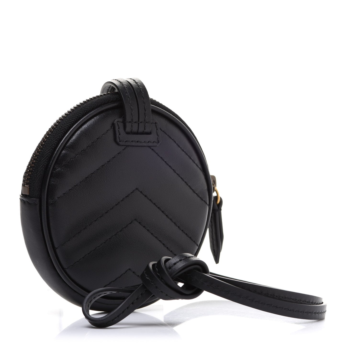 Calfskin Matelasse GG Marmont Round Mini Bag Black