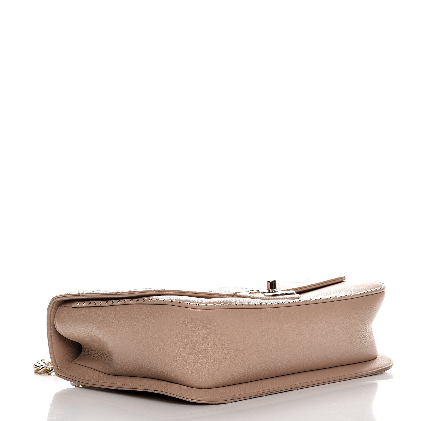 Caviar Quilted Large Studded Flap Beige