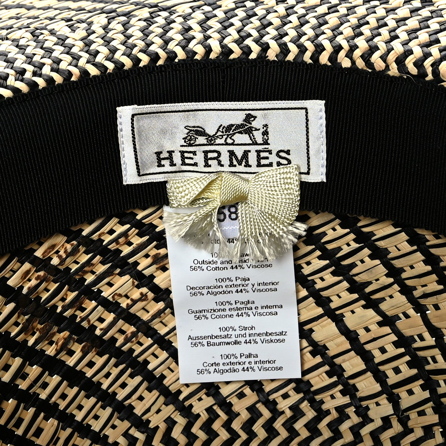 Straw Anouk Panama Hat 58 Natural Black