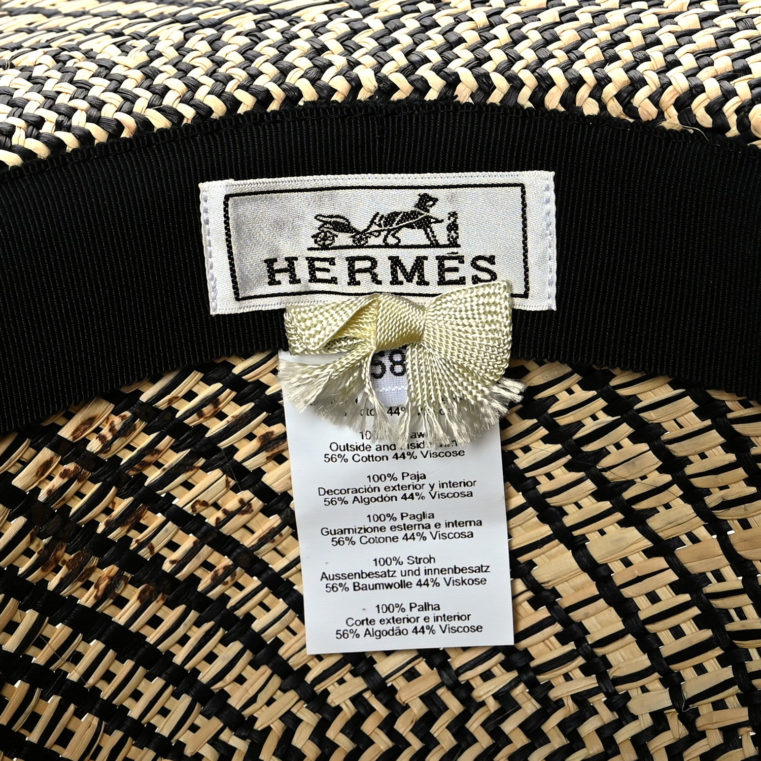 Hermes Straw Anouk Panama Hat 58 Natural Black 7 of 7