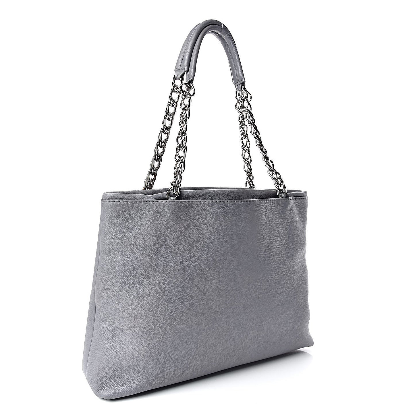 Caviar Large CC Tuck Tote Grey