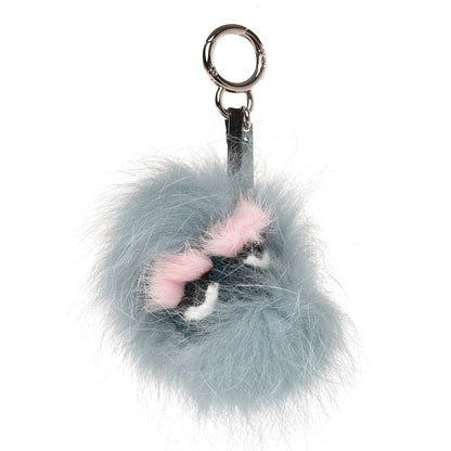 Fendi Fox Mink Rabbit Fur Vitello Flamingo Mini Monster Bag Bug Charm Lagoon Black Multicolor 1 of 4