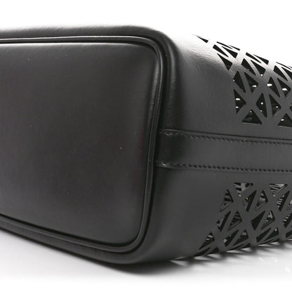 Prada City Calfskin Perforated Triangle Tote Black 10 of 10