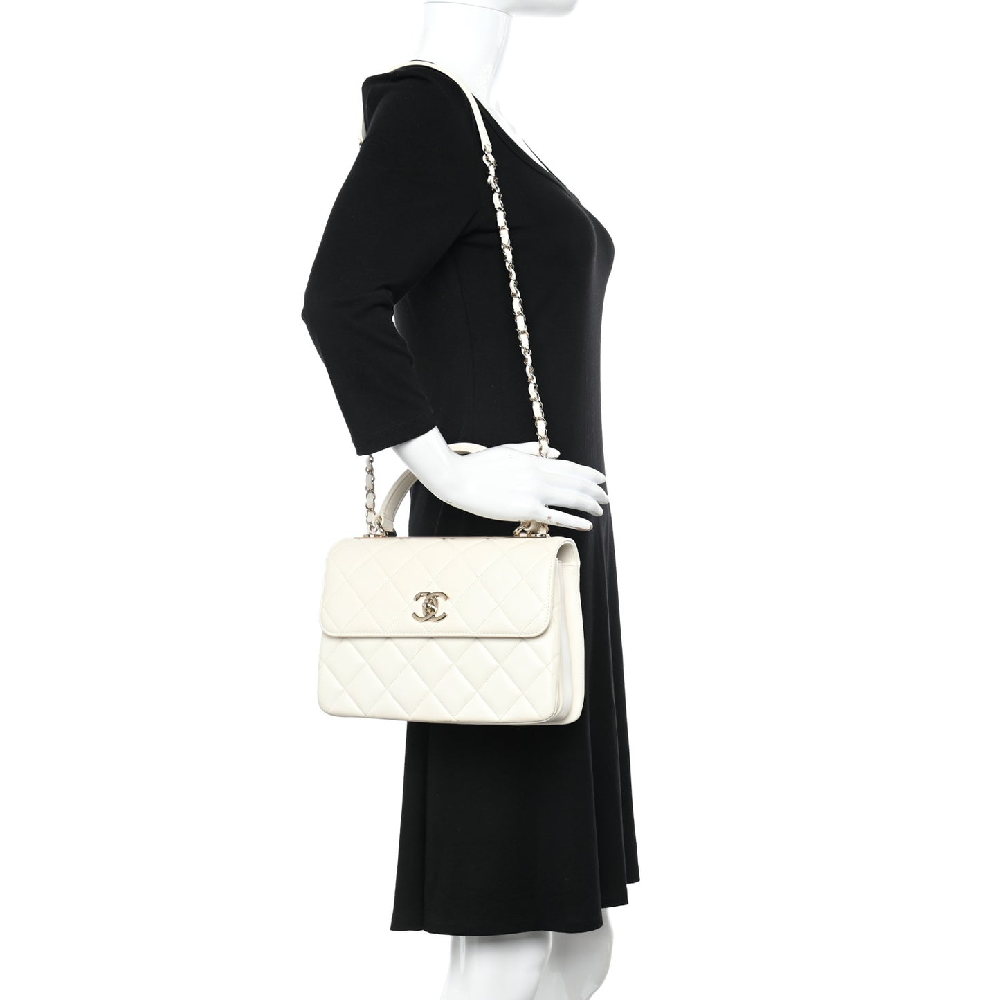 Lambskin Quilted Small Trendy CC Dual Handle Flap Bag White