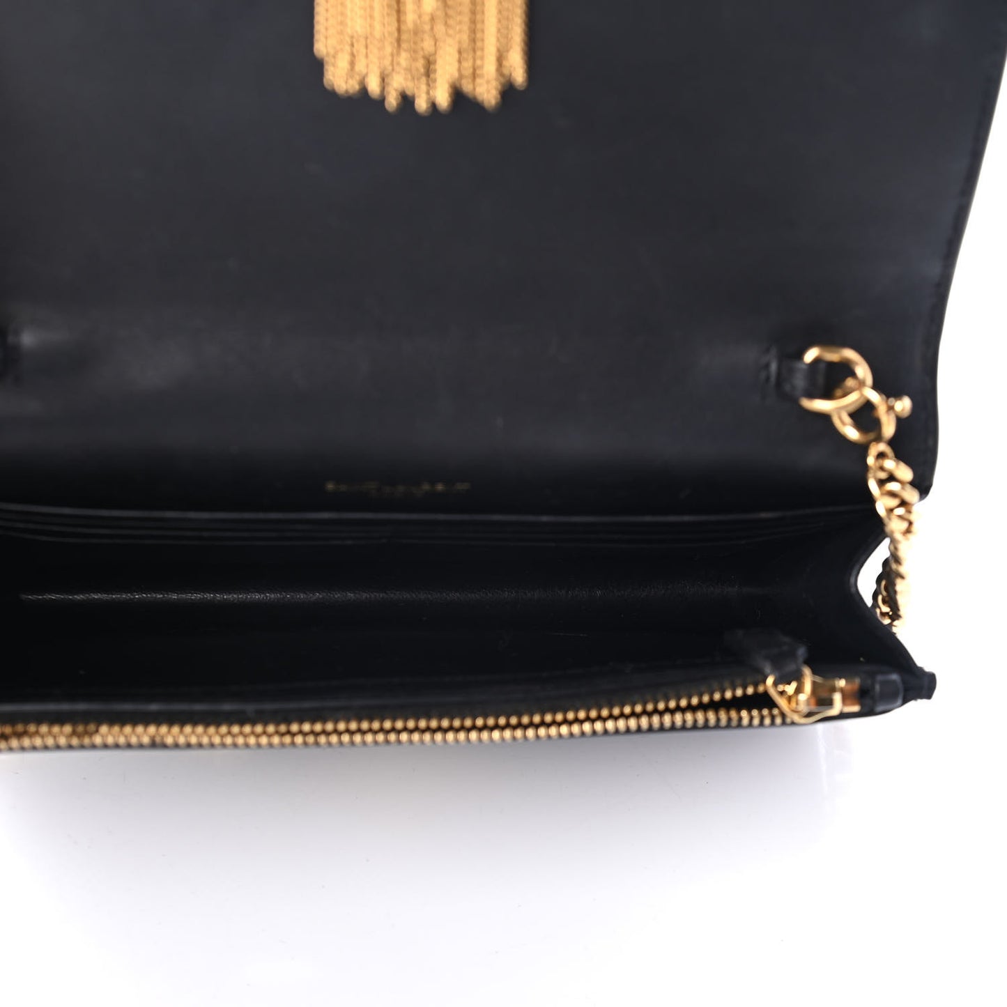 Smooth Calfskin Classic Monogram Kate Tassel Chain Wallet Black