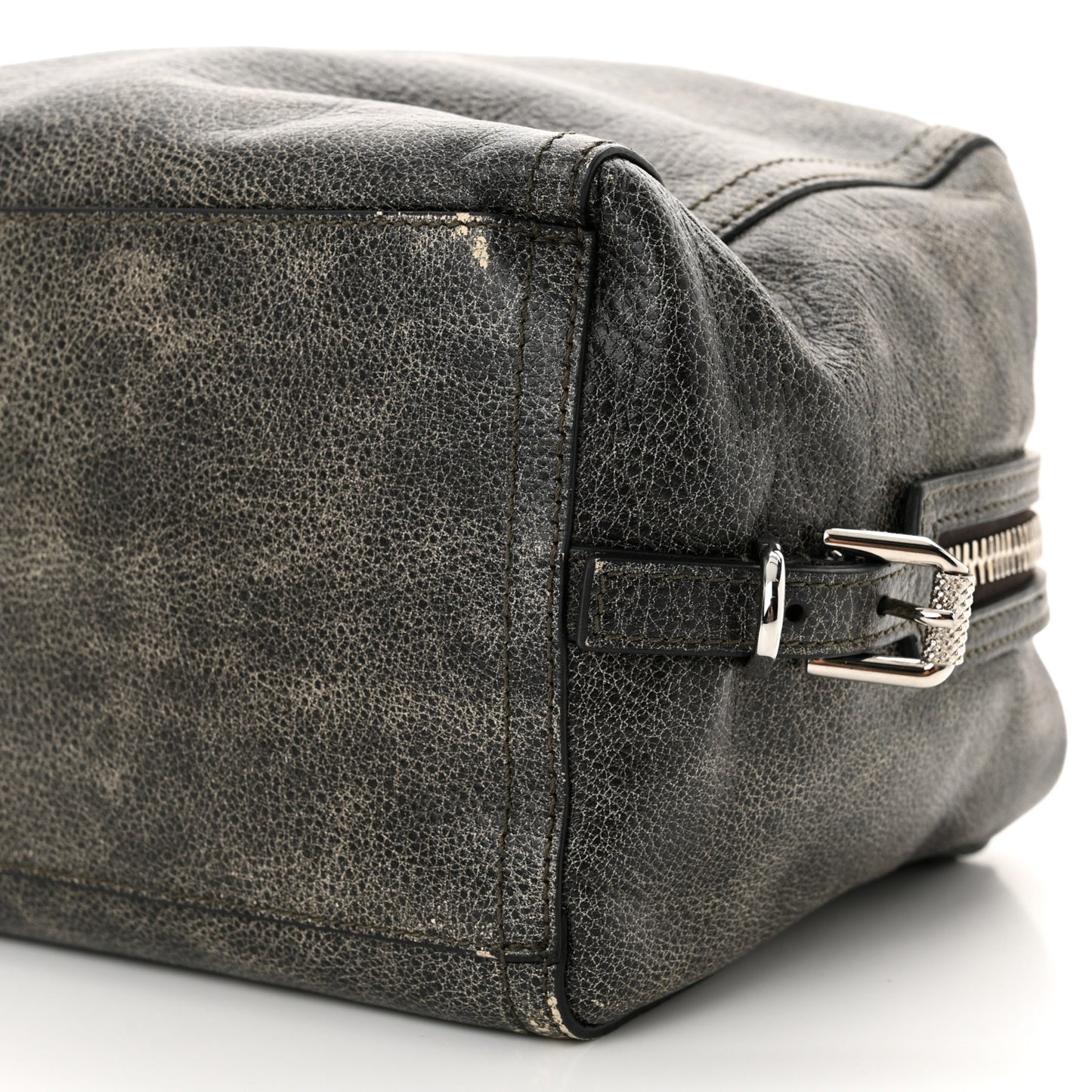 Aged Calfskin Small Pandora Mens Crossbody Black Grey