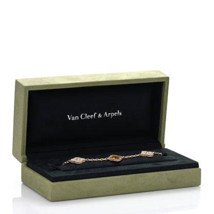 Van Cleef & Arpels 18K Yellow Gold Diamond Tiger Eye 5 Motifs Vintage Alhambra Bracelet 4 of 4