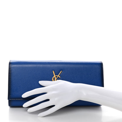 Saint Laurent Patent Grain De Poudre Classic Monogram Cassandre Clutch Blue Majorelle 2 of 7
