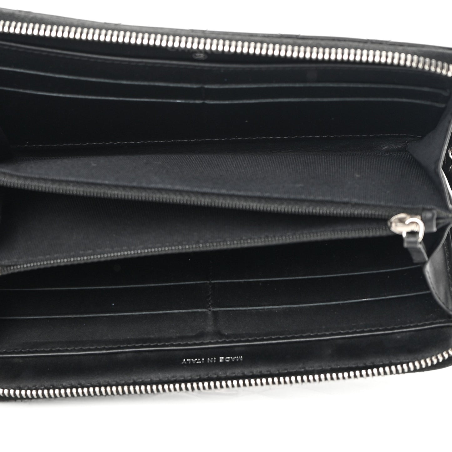 Patent Quilted Zip Around Wallet Black