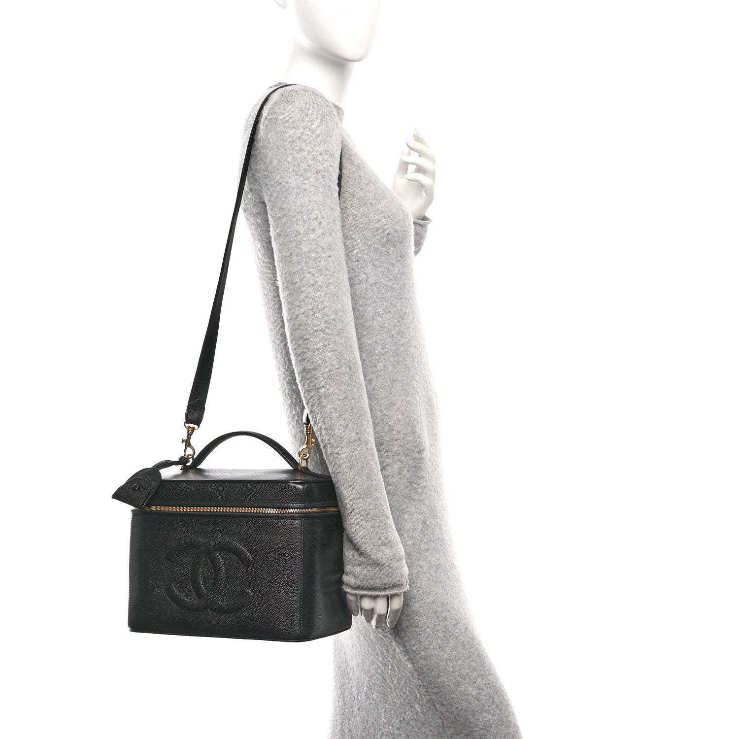 Chanel Caviar CC Vanity Train Case Black 3 of 12