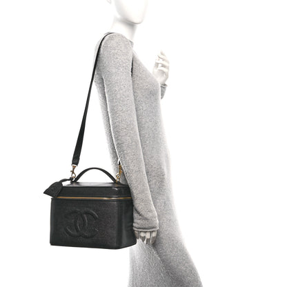 Chanel Caviar CC Vanity Train Case Black 3 of 12
