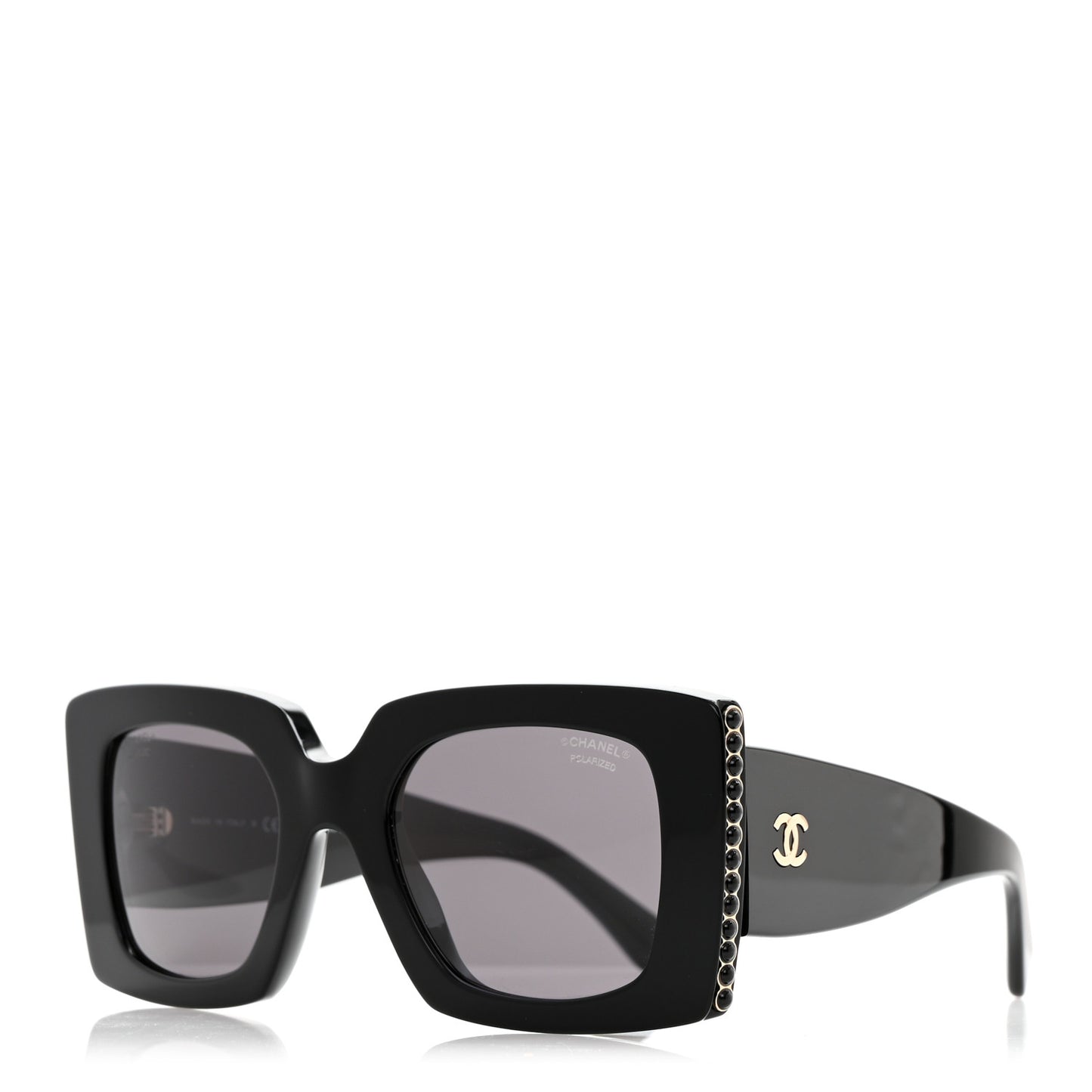 Acetate Pearl Rectangle Sunglasses 5480-H Black