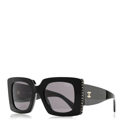 Chanel Acetate Pearl Rectangle Sunglasses 5480-H Black 1 of 11