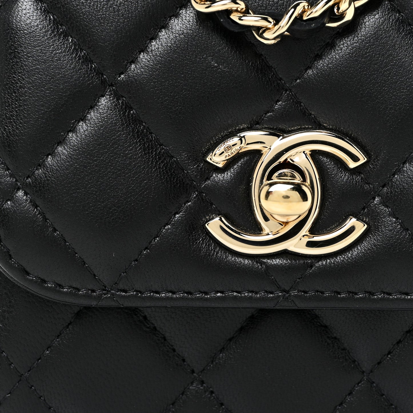 Lambskin Quilted Mini Trendy CC Chain Wallet Black