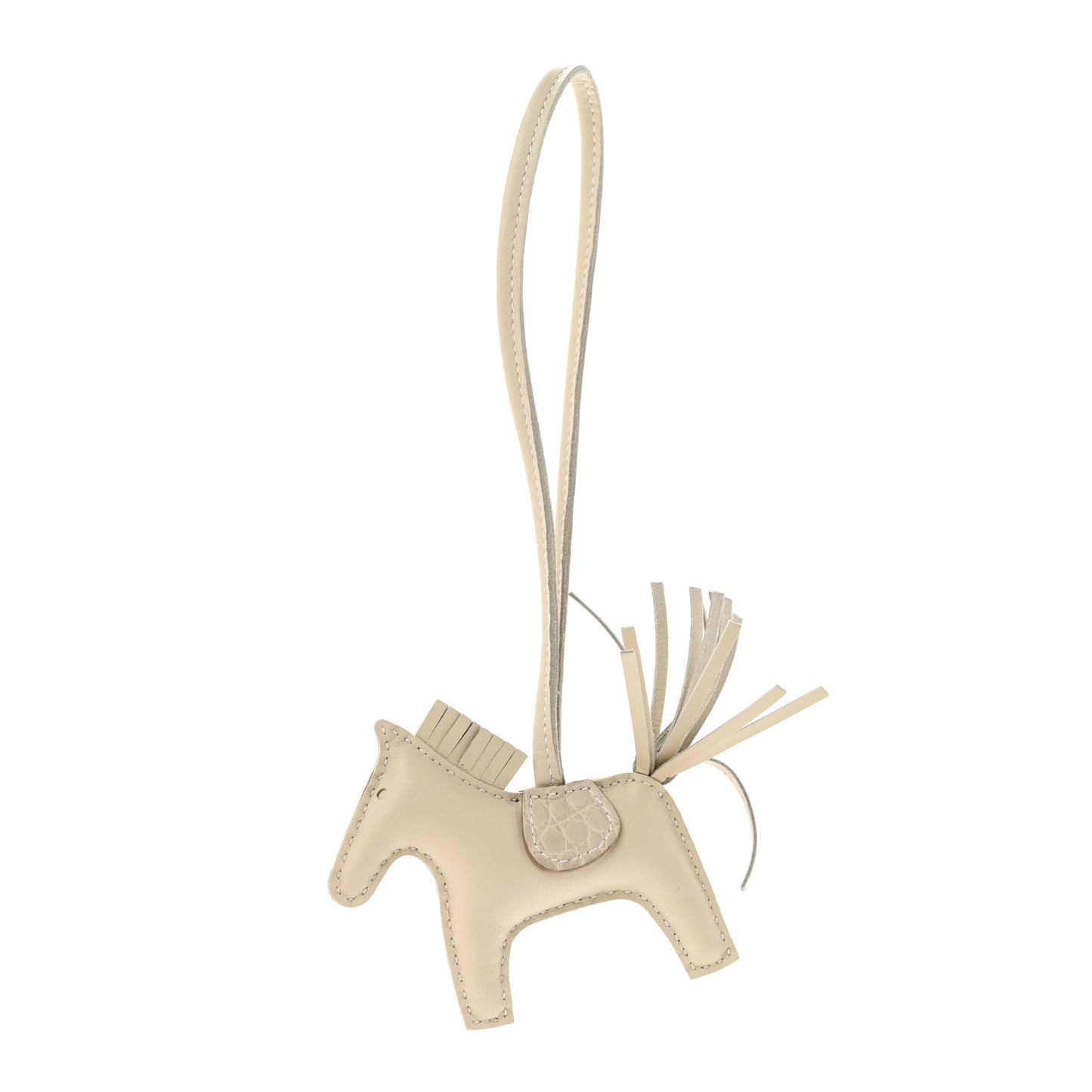 Milo Lambskin Matte Alligator Touch Grigri Rodeo Horse Bag Charm PM Craie Nata Beton