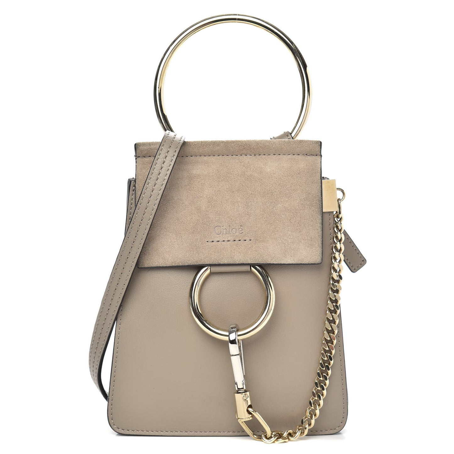 Suede Calfskin Mini Faye Bracelet Bag Motty Grey