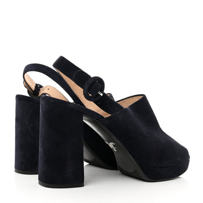 Prada Camoscio Platform Sandals 36 Bleu 4 of 9