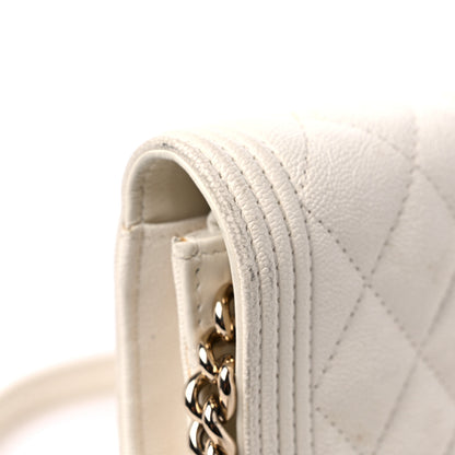 Chanel Caviar Quilted Boy Wallet On Chain WOC White 19 of 20