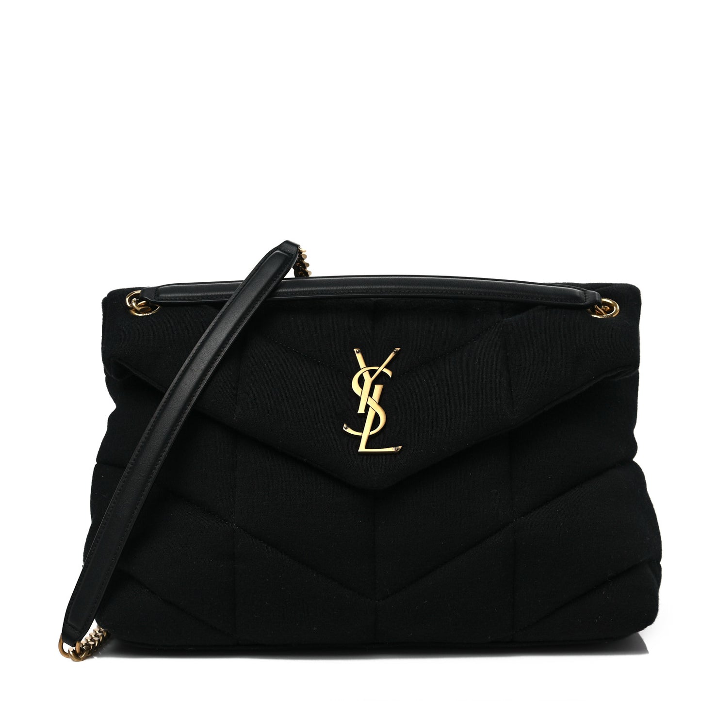 Wool Jersey Quilted Medium Loulou Puffer Monogram Chain Black