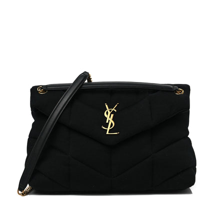 Saint Laurent Wool Jersey Quilted Medium Loulou Puffer Monogram Chain Black 1 of 7