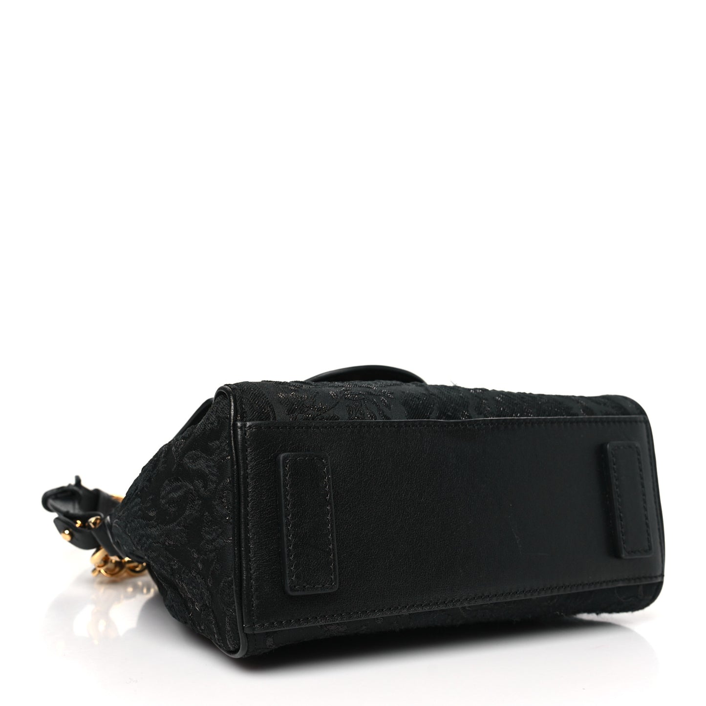 Calfskin Lurex Cloquet Small La Medusa Chain Top Handle Handbag Black