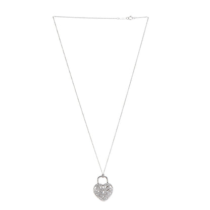 Tiffany 18K White Gold Diamond Filigree Heart Pendant Necklace 3 of 9