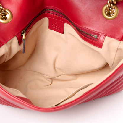 Gucci Calfskin Matelasse Medium GG Marmont Shoulder Bag Hibiscus Red 5 of 11