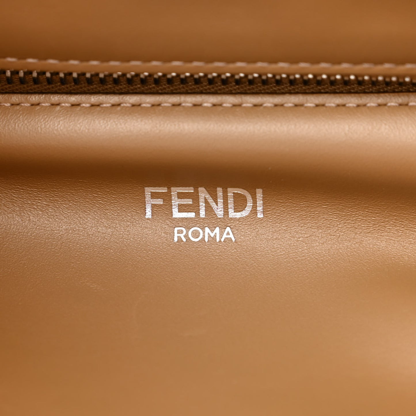 Cuoio Romano Vitello Cover Glazed Fabric Bi-Color FF 1974 Mini Peekaboo I SEE U Satchel Sand Tobacco Moro